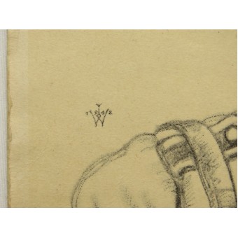 Carte postale avec des chevaliers récipiendaire de la Croix W.Willrich: Ritterkreuzträger Feldwebel Valtiner in einem Gebirgsjägerregiment. Espenlaub militaria